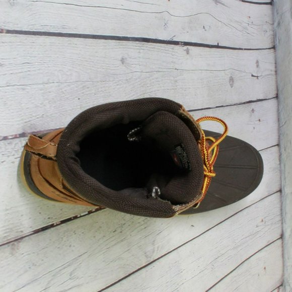 LL Bean Brown Leather Waterproof Insulated Ankle Duck Boots Size 11.5 M - Picture 7 of 9